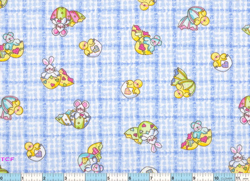Chicks Bunnies Blue Checks